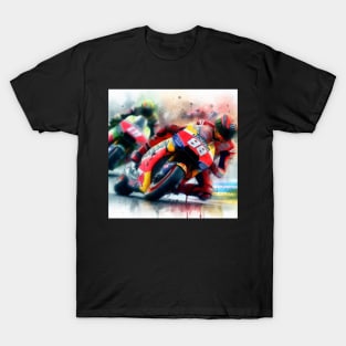 Artistic illustration of motorcycle racing T-Shirt